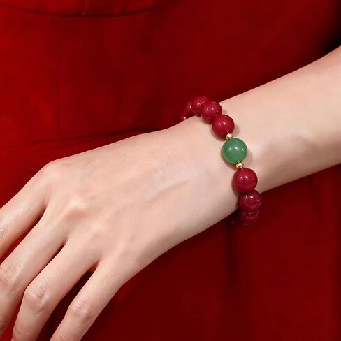 Cinnabar Bracelet for Feng Shui Wealth and Protection, Beaded Bracelets for Women Men,Good Luck Money Amulet,Jewelry Birthday Gifts Elastic Stretch Bracelet in Saudi Arabia