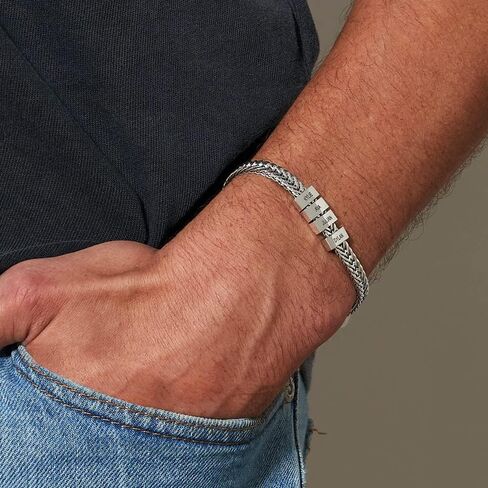 MYKA - Personalized Elements Beads Braided Bracelet - With Up to 5 Custom Inscriptions - Stainless Steel - Designer Jewelry for Him, Men - Dainty Gift for Christmas, Father's Day, Anniversary in Saudi Arabia