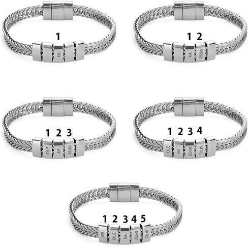 MYKA - Personalized Elements Beads Braided Bracelet - With Up to 5 Custom Inscriptions - Stainless Steel - Designer Jewelry for Him, Men - Dainty Gift for Christmas, Father's Day, Anniversary in Saudi Arabia