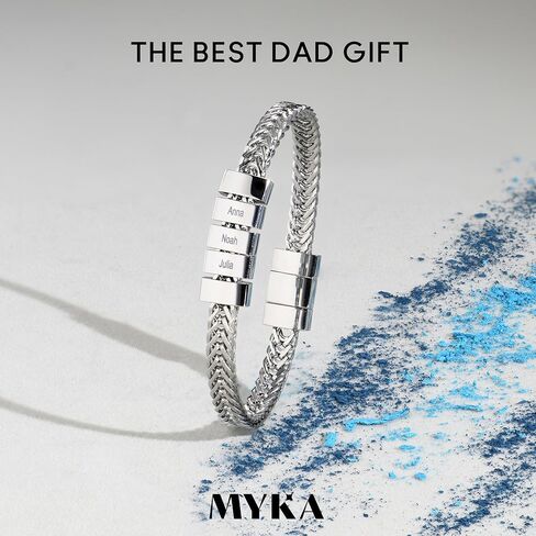 MYKA - Personalized Elements Beads Braided Bracelet - With Up to 5 Custom Inscriptions - Stainless Steel - Designer Jewelry for Him, Men - Dainty Gift for Christmas, Father's Day, Anniversary in Saudi Arabia