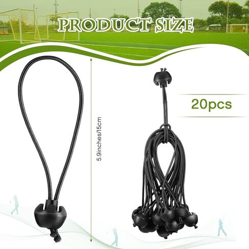 Shappy 20 Pcs 5.9 Inch Soccer Bungee Cords with Ball Elastic Cord Straps Tarp with Balls Sports Replacement Soccer Rebounder Goal Bungee Canopy Shock Cords for Ball Training Goal Camping Tent Net Door in Saudi Arabia