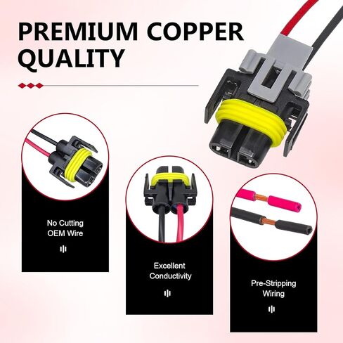 2 PCS Car Fog Light Wiring Connectors, Multi-Purpose Headlight Wire Socket Adaptor, Waterproof H11 H9 H8 880 881 Car Replacement Harness, Universal for Most Cars in Saudi Arabia