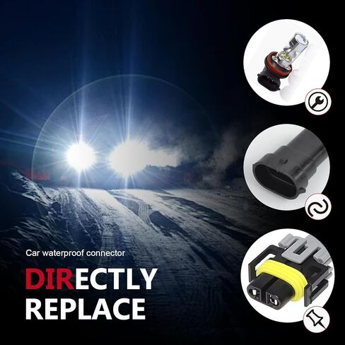 2 PCS Car Fog Light Wiring Connectors, Multi-Purpose Headlight Wire Socket Adaptor, Waterproof H11 H9 H8 880 881 Car Replacement Harness, Universal for Most Cars in Saudi Arabia