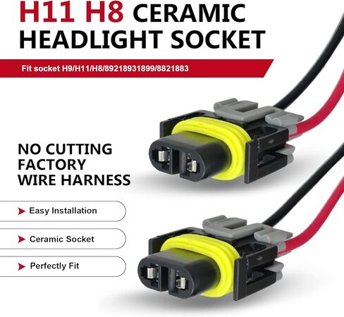 2 PCS Car Fog Light Wiring Connectors, Multi-Purpose Headlight Wire Socket Adaptor, Waterproof H11 H9 H8 880 881 Car Replacement Harness, Universal for Most Cars in Saudi Arabia