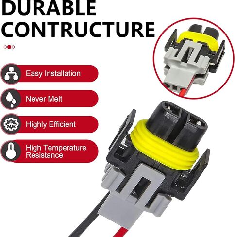 2 PCS Car Fog Light Wiring Connectors, Multi-Purpose Headlight Wire Socket Adaptor, Waterproof H11 H9 H8 880 881 Car Replacement Harness, Universal for Most Cars in Saudi Arabia