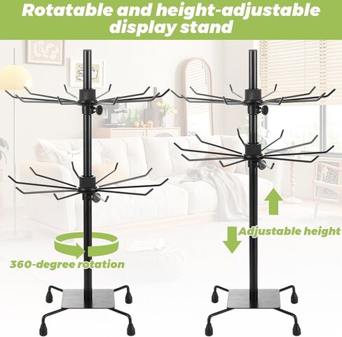 Acrux7 3 PCS 2 Tier Rotating Jewelry Display Stand, Adjustable Height Rotating Keychain Display Stand for Vendors, Metal Spinning Necklace Holder for Vendors Booth Retail Necklace Bracelet (Black) in Saudi Arabia