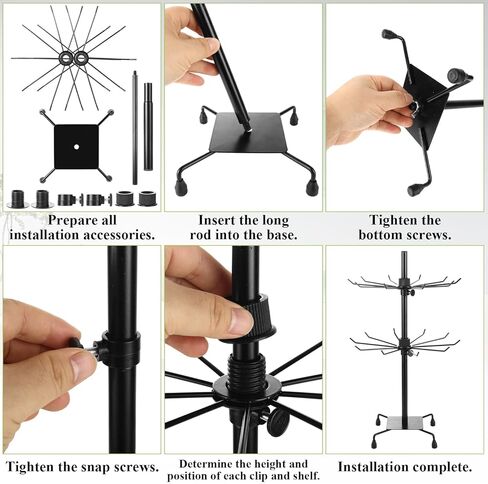 Acrux7 3 PCS 2 Tier Rotating Jewelry Display Stand, Adjustable Height Rotating Keychain Display Stand for Vendors, Metal Spinning Necklace Holder for Vendors Booth Retail Necklace Bracelet (Black) in Saudi Arabia