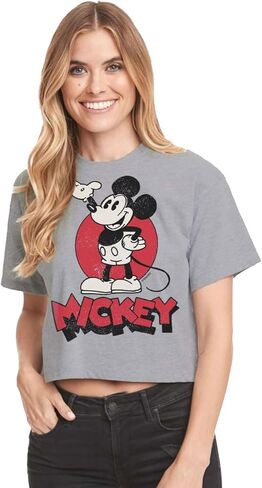 Disney Mickey & Friends - Mickey Heritage - Juniors Cropped Cotton Blend T-Shirt in Saudi Arabia