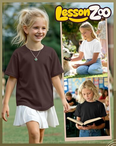 3 Pack Girls' Short Sleeve Shirts Kids Basic Crew Neck Soft Tunics Curve Hem Summer Casual Tops 5-14 Years in Kuwait