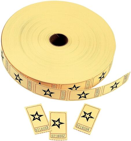 Fun Express Yellow Star Single Roll Tickets (2000 Tickets per roll) Party Supplies – Carnival, Church or School Events, Raffle or Giveaways, Numbered Tickets - VBS Vacation Bible School Supplies/Decor in Kuwait