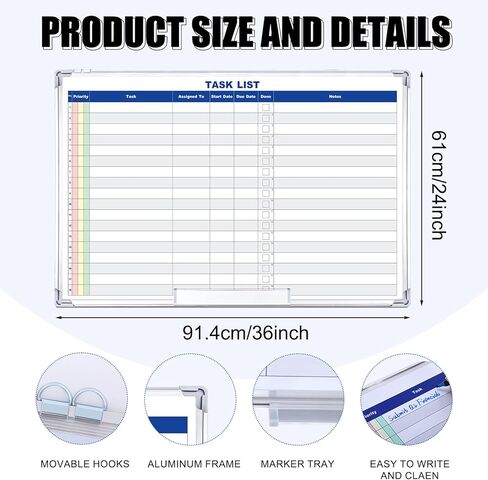 Lincia Magnetic Large Weekly Calendar Whiteboard for Wall 36" x 24" Hanging Double Sided Weekly Big Dry Erase Calendar Board with Hourly Time Slots for Planning Memo to Do List Schedule Home Office in Saudi Arabia