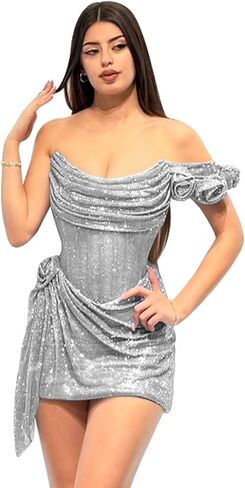 فساتين العودة للوطن بدون أكتاف للمراهقين 2026 فستان حفلة موسيقية قصير بزهرة ثلاثية الأبعاد مع مشد in Saudi Arabia