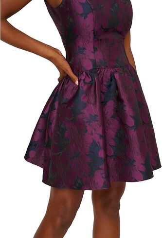 Adrianna Papell Sleeveless Floral Jacquard Drop Waist Short Dress in Saudi Arabia