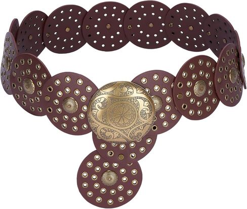 Western Leather Belts for Women Boho Waist Belt Cowgirl Disc Belts for Dress in Kuwait