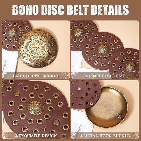 Western Leather Belts for Women Boho Waist Belt Cowgirl Disc Belts for Dress in Kuwait