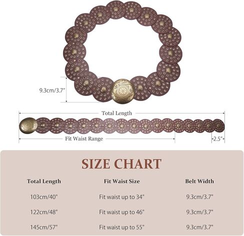 Western Leather Belts for Women Boho Waist Belt Cowgirl Disc Belts for Dress in Kuwait