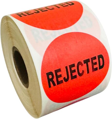 Rejected Labels, 2" Red Special Handling Stickers for Inventory Control and Warehouse Use, Peel & Stick Adhesive, 2 Rolls 1000 Labels Total in Saudi Arabia