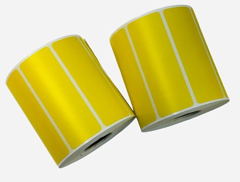 Yellow 3.5 x 1.25 Direct Thermal Labels, 1" Core, 1000 Labels per Roll, Permanent Adhesive, No Ribbon, Zebra Eltron Compatible in Saudi Arabia
