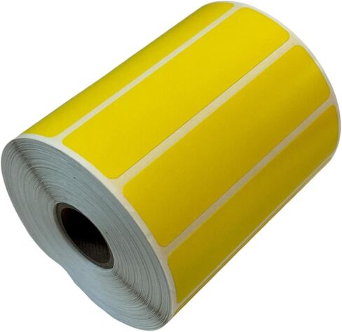 Yellow 3.5 x 1.25 Direct Thermal Labels, 1" Core, 1000 Labels per Roll, Permanent Adhesive, No Ribbon, Zebra Eltron Compatible in Saudi Arabia
