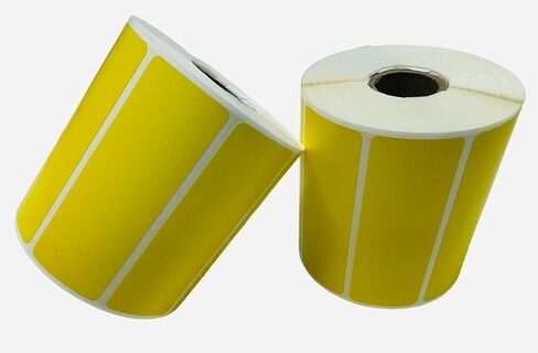 Yellow 3.5 x 1.25 Direct Thermal Labels, 1" Core, 1000 Labels per Roll, Permanent Adhesive, No Ribbon, Zebra Eltron Compatible in Saudi Arabia