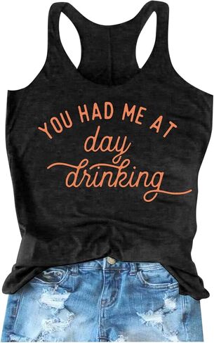 You Had Me at Day Drinking Tank Tops for Women Loose Fit Summer Cute Graphic Sleeveless Shirts Workout Tunic Top in Saudi Arabia