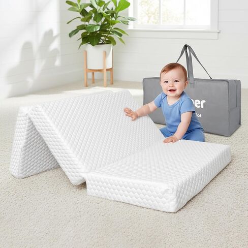 Dual-Sided Pack and Play Mattress 38"x26", Double-Layer Pack N Play Mattresses for Baby Toddler with Waterproof Washable Breathable Cover, Portable Mini Mattress for Playpen in Saudi Arabia