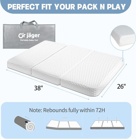 Dual-Sided Pack and Play Mattress 38"x26", Double-Layer Pack N Play Mattresses for Baby Toddler with Waterproof Washable Breathable Cover, Portable Mini Mattress for Playpen in Saudi Arabia