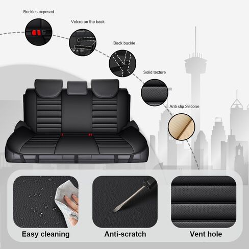 JOJ for Chevrolet Traverse 2009-2026 Seat Covers,Custom Fit Nappa Leather Seat Covers Full Set for 7 Seats - Black Premium Seat Protectors with Airbag Compatible & Easy Installation in Saudi Arabia