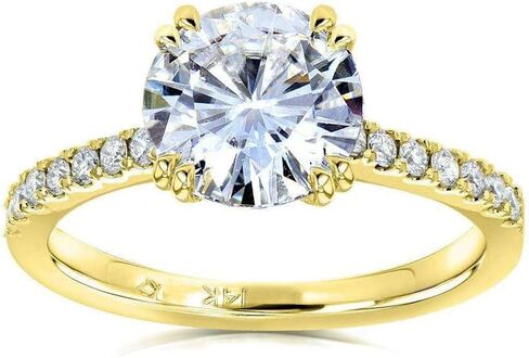 Kobelli Forever One Moissanite and Lab Grown Diamond Engagement Ring 2 1/10 CTW 14k Yellow Gold (DEF/VS) in Kuwait