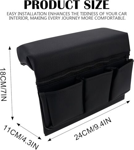 Universal Car Door Side Storage Pocket - Black Leather Window Armrest Organizer Bag with Extra Storage Space for Vehicle Interior Accessories in Saudi Arabia