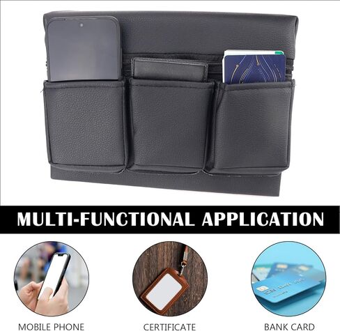 Universal Car Door Side Storage Pocket - Black Leather Window Armrest Organizer Bag with Extra Storage Space for Vehicle Interior Accessories in Saudi Arabia