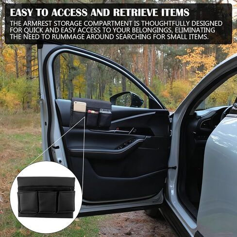 Universal Car Door Side Storage Pocket - Black Leather Window Armrest Organizer Bag with Extra Storage Space for Vehicle Interior Accessories in Saudi Arabia