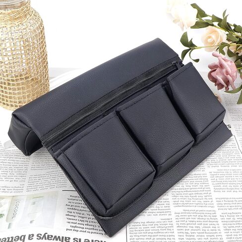 Universal Car Door Side Storage Pocket - Black Leather Window Armrest Organizer Bag with Extra Storage Space for Vehicle Interior Accessories in Saudi Arabia