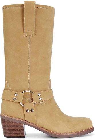 MICIFA Suede Mid Calf Boots for Women Square Toe Chunky Block Heel Slouch Riding Campus Boots Pull On Wide Calf Low Heel Booties in Saudi Arabia