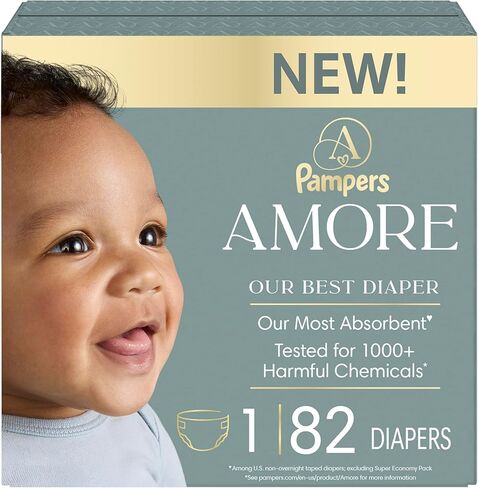 Pampers Amore, Size 4 (15-34 lbs), 108 Count, Our Best Diaper – Hypoallergenic & Fragrance Free, Up to 100% Leakproof, Soft as Cashmere in Saudi Arabia