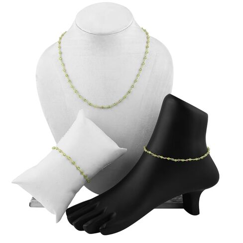 JOR (Pack of 3) Carnelian Jewelry Set, Natural Beaded Rosary Necklace, Bracelet, Anklet, Handmade Craft, Beads, Chakra Healing, Gemstone Women Jewelry, Dainty Gold Plated Jewelry, Wholesale Bulk Set in Kuwait