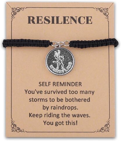 MAOFAED Wrestling Charm Bracelet for Her/Him, Encouragement Gift, Wrestler Bracelet, Motivational Gifts (resilenceWrestlerBr) in Saudi Arabia