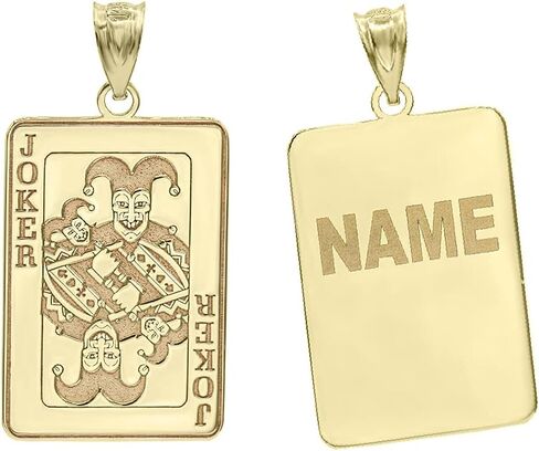 Certified 10k Yellow Gold Personalized Name Engraved Joker Playing Card Poker Charm Pendant in Saudi Arabia