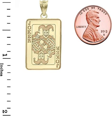Certified 10k Yellow Gold Personalized Name Engraved Joker Playing Card Poker Charm Pendant in Saudi Arabia