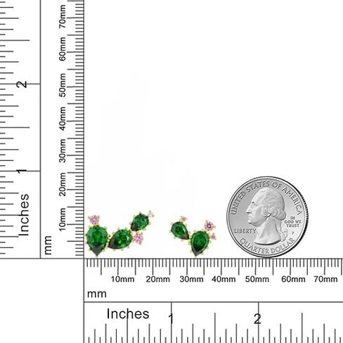 Gold-Plated Green And Pink 5A Cubic Zirconia CZ Asymmetric Cactus And Flower Unique Stud Earrings丨925 Sterling Silver Ear posts丨Plant-Themed and Desert Earrings丨Hypoallergenic Statement Jewelry Gift for Her Mom Women Wife in Saudi Arabia
