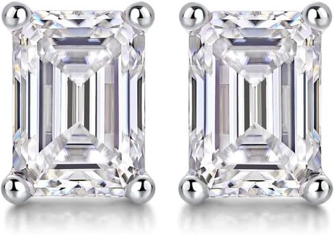 1-2ct Rectangular Moissanite Earrings for Women - Sparkling Laboratory Diamond Earrings Jewelry Wedding Anniversary Party Gift S925 Silver in Saudi Arabia