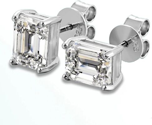 1-2ct Rectangular Moissanite Earrings for Women - Sparkling Laboratory Diamond Earrings Jewelry Wedding Anniversary Party Gift S925 Silver in Saudi Arabia