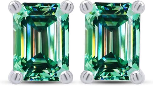 1-2ct Rectangular Moissanite Earrings for Women - Sparkling Laboratory Diamond Earrings Jewelry Wedding Anniversary Party Gift S925 Silver in Saudi Arabia
