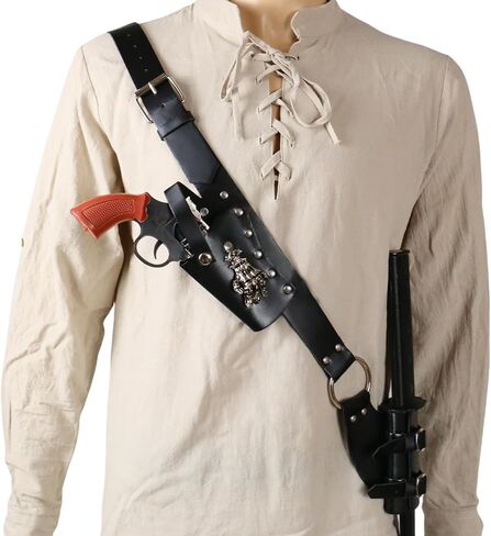 SIQITECHNO Medieval Leather Shoulder Sword Frog Strap Double Sword Holster Knights Pirate Scabbard Dagger Holder Waist Belt in Saudi Arabia