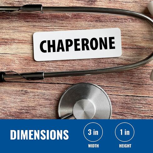 CHAPERONE Name Tag White with Magnetic Backing - Standard Heavy Duty 5 Pcs - Spill & Scratch Proof - Made in USA by BadgeZoo in Saudi Arabia
