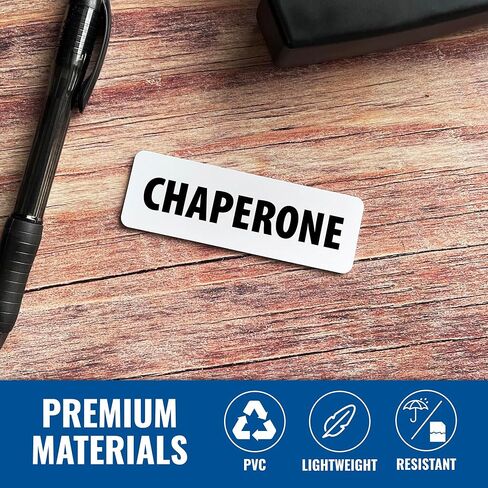 CHAPERONE Name Tag White with Magnetic Backing - Standard Heavy Duty 5 Pcs - Spill & Scratch Proof - Made in USA by BadgeZoo in Saudi Arabia