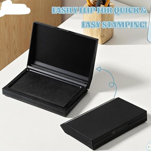 لوحة ختم كبيرة وسادة حبر ختم سوداء مع غطاء مقاس 5.4 × 3.9 بوصة كبيرة للمكتب والمنزل متينة وخفيفة الوزن in Kuwait