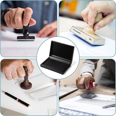 لوحة ختم كبيرة وسادة حبر ختم سوداء مع غطاء مقاس 5.4 × 3.9 بوصة كبيرة للمكتب والمنزل متينة وخفيفة الوزن in Kuwait