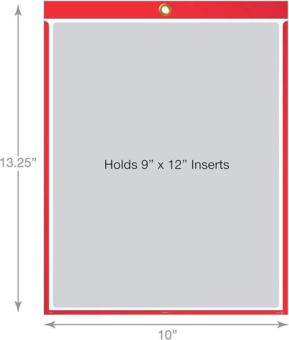 حاملات تذاكر العمل EnvyPak - 22.86 سم × 30.48 سم - عبوة من 30 قطعة (حمراء) تحميل علوي مع فتحة للتعليق in Kuwait