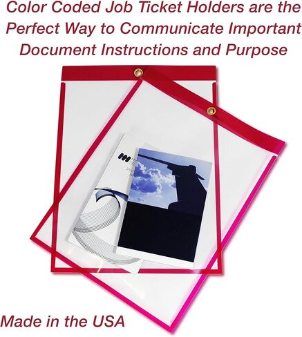 حاملات تذاكر العمل EnvyPak - 22.86 سم × 30.48 سم - عبوة من 30 قطعة (حمراء) تحميل علوي مع فتحة للتعليق in Kuwait